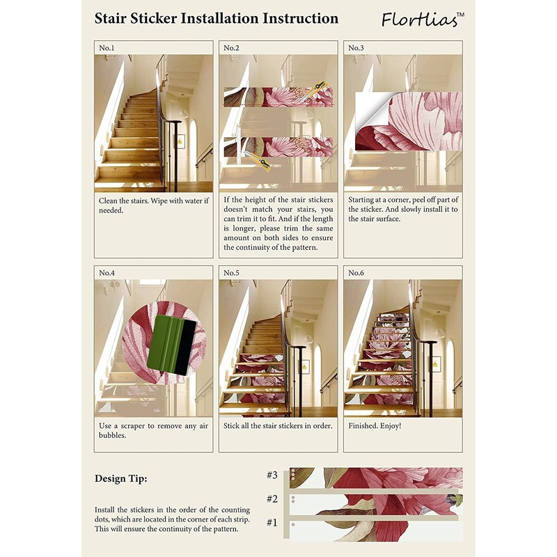 Flortlias 15Pcs Leather Textured Vinyl Peel and Stick Stair Riser