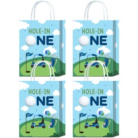 Tyndallrays 16 Pcs Hole in One Birthday Decorations bags - Golf First Birthday Decorations,Golf Gift Bags,Clear Patterns Golf Party Favors for Kids,Sturdy Design to Hold Golf Goodie Bag Items
