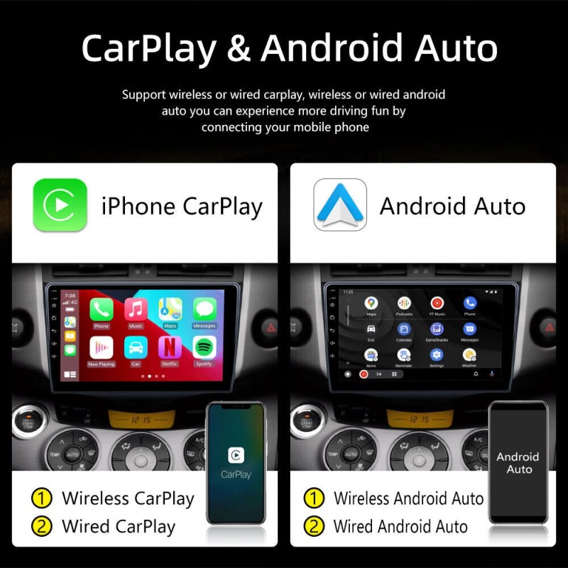 A-Carplay Android 12 For Toyota RAV4 2007-2012 Car Radio Stereo