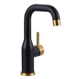 Bar Sink Faucet Single Hole: ARCORA Black and Gold Wet Bar Faucets - Prep Sink Faucet 360 Swivel - Small Kitchen Bathroom Faucet with cUPC Supply Lines