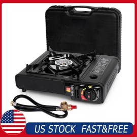 SHINESTAR Black Dual Fuel Stove Portable Camping Stove W/ Case & Propane Regulator Hose US