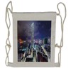 Ambesonne City Drawstring Backpack, Downtown Hong Kong Night, Sackpack Bag