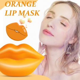 ARCHIDATE Lip Mask - Lip Mask Pads - Collagen Moisture Lip Care Mask - Anti Wrinkle Reduce Fine Lines Lip Peeling Lip Mask - Lip Masks Beauty (Orange)