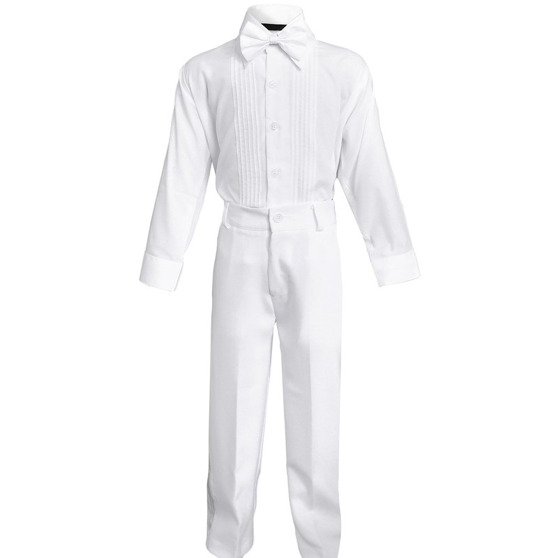 Black n Bianco Conjunto moderno de esmoquin para niño, Blanco,