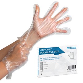100 ARNOMED Women's Disposable Disposable Gloves in Box, Household Gloves for Food, Transparent, Protective Gloves for Hair Dyeing, Thin Gloves, Diesel Gloves