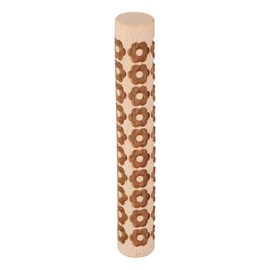 QUARKZMAN Wooden Clay Roller 4 Inch Floral Pattern Rolling Pin Wooden Rolls Pottery Tools Wood Grain Texture Roller for Clay Baking Dough DIY