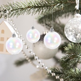 Ciieeo Iridescent Ornaments Balls, 24pcs Christmas Tree Balls Ornaments Iridescent Baubles Shatterproof Baubles Bulb Ball