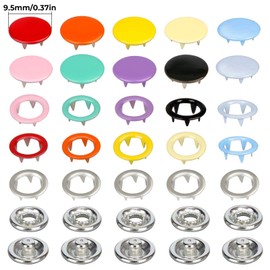 K Kwokker 804Pcs Grommets Snap Fasteners Kit 9.5mm 10 Colors Leather Rivets Buttons Metal Press Studs Environmentally Prong Ring Button for Children's Bodysuit, Romper, Clothing, Bib, Crafting Sewing