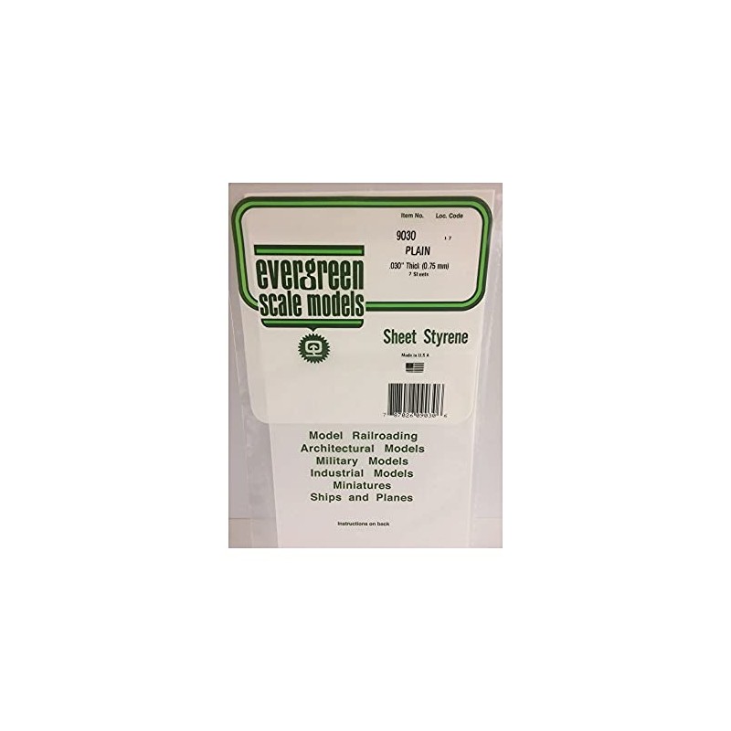 evergreen 9030 White Polystyrene Sheet 150 x 300 x 0.75