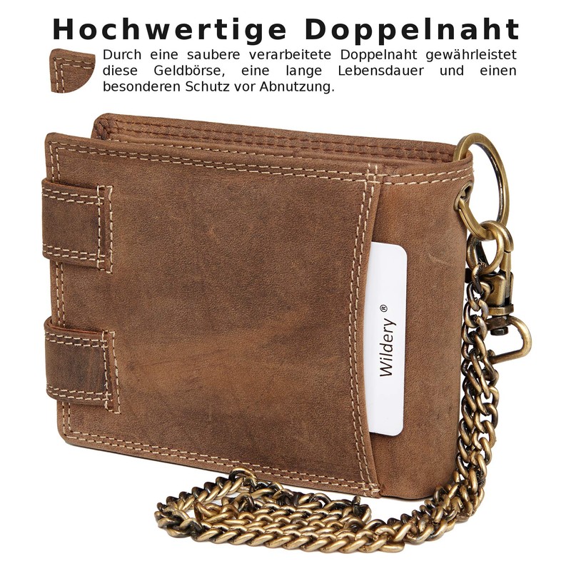 Wildery ® Men's Full Leather Biker Wallet with RFID and