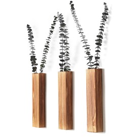 Sawoake Wall Planters- Modern Wood Wall Decor for Bedroom and Bathroom Contemporary Wooden Wall Planter Versatile Wood Home Decor for Dried Flowers and Faux Greenery Plants(Brown, 3 Pack)