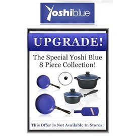 Idea Village Yoshi Blue Diamond infused Ceramic Non-Stick Cookware 8 pc. Set - As Seen on TV