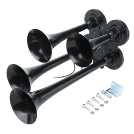 NovelBee 4 Trumpets Air Operated Horn,150DB Air Horn for Truck Car SUV Boat (12V / 24V) (Black)
