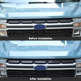 for Ford Maverick LARIAT Grille Inserts Trim Cover ABS Exterior Accessories Decoration Trim Cover 2022 2023 2024 (Carbon fiber grain)