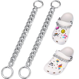 Hanaive 2 Pcs Bling Shoe Charms Chain Crystal Charms Chain DIY Rhinestones Shoe Accessories Decoration for Women Birthday Party Favor(19 cm/ 7.48 inch,Silver)
