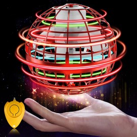 Flying Orb Ball Toys Hand Controlled RGB Light Magic Hover Boomerang Orb Spinner - Red