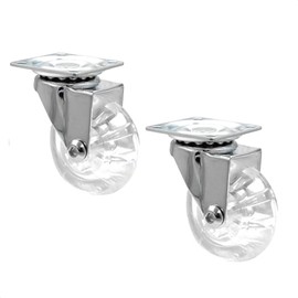 WAGNER Designer swivel castor - skate wheel - set of 2 - transparent wheel, housing highly polished, diameter 50 mm, incl. mounting plate, load capacity 40 kg - 03108502