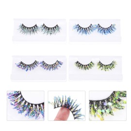 NOLITOY 4 Pairs Glitter Eyelashes for Cosplay Parties Natural Look False Lashes Sequins