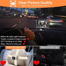 Rohent Beige Baby Car Camera - 1080P HD, 360° Adjustable, Night Vision, 150° Wide-Angle Lens, Easy Installation, Perfect Match for Beige Car Interiors, Ideal for Parents & Families