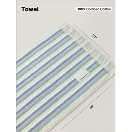 WENSHUO Monet Japanese Bridge-Striped Pure Cotton Bath Towel,100% Combed Cotton,Luxury Beach Towels,Super Absorbent(Pack of 1) (55.12" L × 27.56" W)