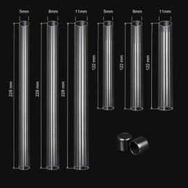 Leliafleury Acrylic Pipe Clear Plastic Tube with Lids Acrylic Hollow Tube for Item Stored (228mm Length, 11mm ID, 12mm OD)