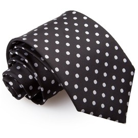 DQT Woven Polka Dot Classic Patterned Fashion Casual Neck Tie for Men in Black