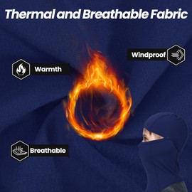 Huccik Children's Balaclava Winter Windproof Ski Mask for Boys, Warming Balaclava, Multifunctional Scarf for Skiing, Cycling, Dark blue/dark blue, Unit size