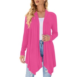 Uvog Plus Size Summer Cardigan for Women Lightweight Long Duster Cardigans Dressy Casual Light Sweater Hot Pink 3X