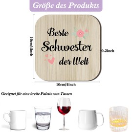 Beste Schwester Geschenk,Sinnvolles Geschenke für Schwester Geburtstag Geschenkideen Geburtstagsgeschenk Untersetzer Holz Lustige Frau Geschenke