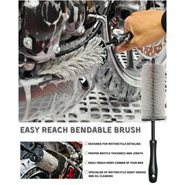 oesee 8 Pack Motorcycle Cleaning Kit - Professional Safe for Chrome/Engine/Tires, Hard Reach Brush, Microfiber Mitt, Detailing Tools, Drying Towel & Wax Applicators