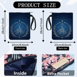 craspire Book Cover Mountain Book Protector Tarot Moon Phase Book Covers for Paperbacks Washable Book Cover Made of Fabric with Zip and Additional Sleeve Pocket for Book Lovers