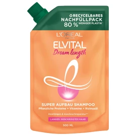 L'Oréal Paris Elvital Shampoo Refill Pack, Hair Shampoo Against Split Ends, For Dreamy Long Hair, With Castor Oil, Dream Length, 1 x 500 ml