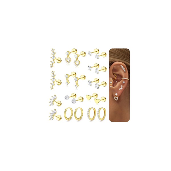 Chriscoco 11 Paare Chirurgenstahl Ohrringe Gold Damen Helix Piercings Piercing
