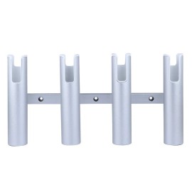 Hoffen Wall-mounted Aluminium Fishing Rod Holder For Boat, 4 Tube Linked Fish