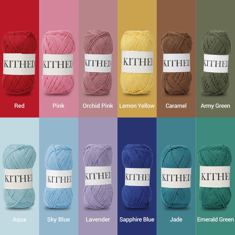 KITHED Cotton Yarn，10.5oz，526yard，3 Pack ，Soft Yarn for Crocheting and Knitting