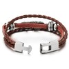 COOLSTEELANDBEYOND Vintage Feather Leaf Dark Brown Braided Leather Bracelet for