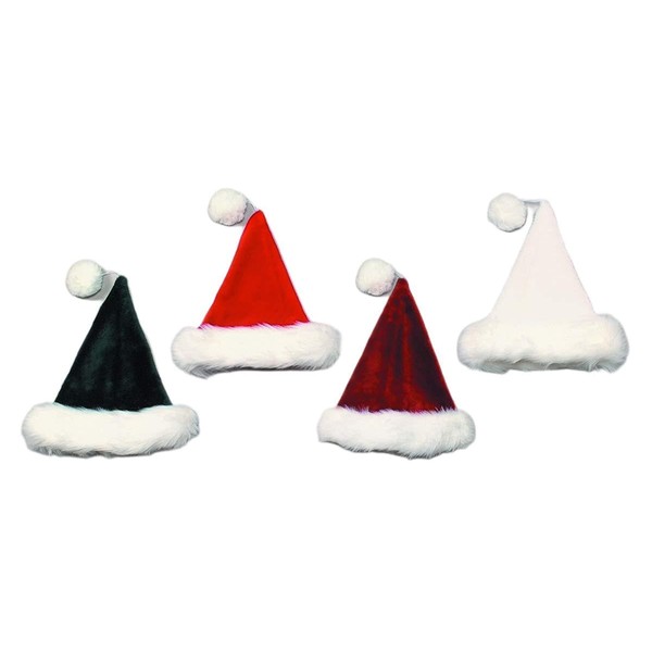 Santa Claus Burgundy Velvet Plush Hat with Dangling Pom Pom