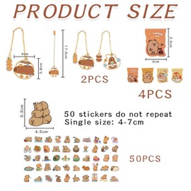 6 Pieces Capybara Bookmarks, 50 Pieces Capybara Stickers, Cute Cartoon Animal Decoration, Reading Bookmarks, Creative Magnetic Bookmarks, Stationery Supplies
