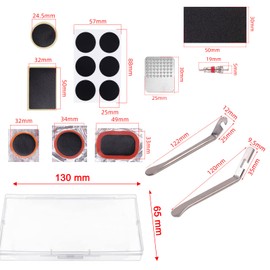 Truyuety 48 Pcs Bike Puncture Repair Kit, Puncture Repair Kit Portable Strorage Box with Crowbar, Bicycle Repair Tools for Mountain, Commuter, Bikes, Motorcycle