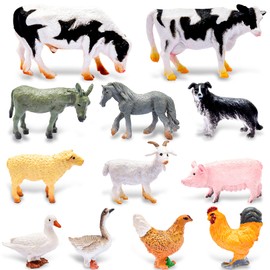 12 Pieces Farm Animals Figures Toys,Mini Farm Animal Figures,Plastic Farm Animals Figurines,Realistic Farm Animal Figures Educational Learning Toys for Kids Toddlers,Animals Figurine (Animal poultry)
