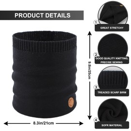 Knitted Baby Boys Girls Scarf Warm Autumn Winter Toddler Scarves Cotton (Black)