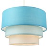 Contemporary Round Triple Tier Teal/Blue Cotton Fabric Designer Pendant Lighting