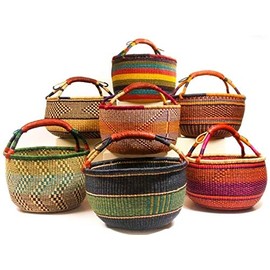 AFRICAN MARKET BASKET BOLGA FROM GHANA MEDIUM 11-13" ACROSS (Colors Vary) 1 EA
