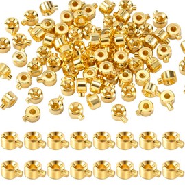 50/100pcs Crimp Beads for Jewelry Making Silvery Golden Spacer Beads Metal Bead Stopper Crimp Charms for Bracelet Necklace Ends Accessories - Color: Golden, quantity: 50pcs