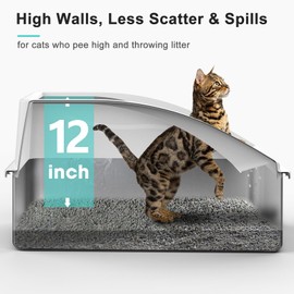 AIPERRO AIPERRO Stainless Steel Litter Box | XL Enclosed Cat Litter Box with Lid for Big Cats | High Sided, Anti-Urine Leakage | Non-Stick Bottom & Includes Litter Mat & Metal Scoop