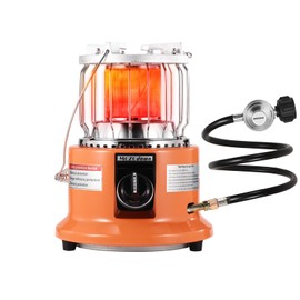 2 in 1 Propane Heater & Stove Dual Function for Indoor & Outdoor Use，13000 BTU Portable Gas Heater Compact Design with Handle for Camping, Garage, Patio, Ice Fishing, Emergency, Orange