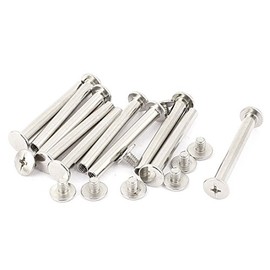 uxcell a15062400ux0051 Screw Post Fit for 3/16"(5mm) Hole Dia, Female M5x40mm Belt Buckle Binding Bolts Leather Fastener Silver Tone 10 Sets