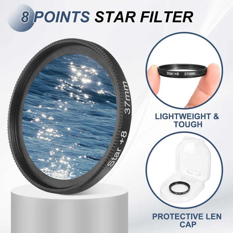 PATIKIL 49mm Star Filter, 8 Points Starburst Len Filter Variable