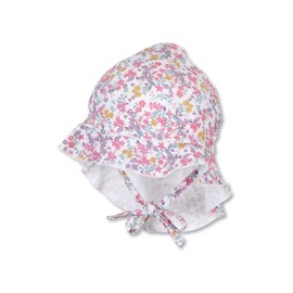 Sterntaler Girls' Peaked Cap Bathing Cap Flowers with Neck Protection and Tie Band, ecru