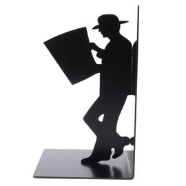 Wrought Iron Figure Book Stand Readers Book Stand Bookshelf Ornaments for Study HomeNewspaperman
